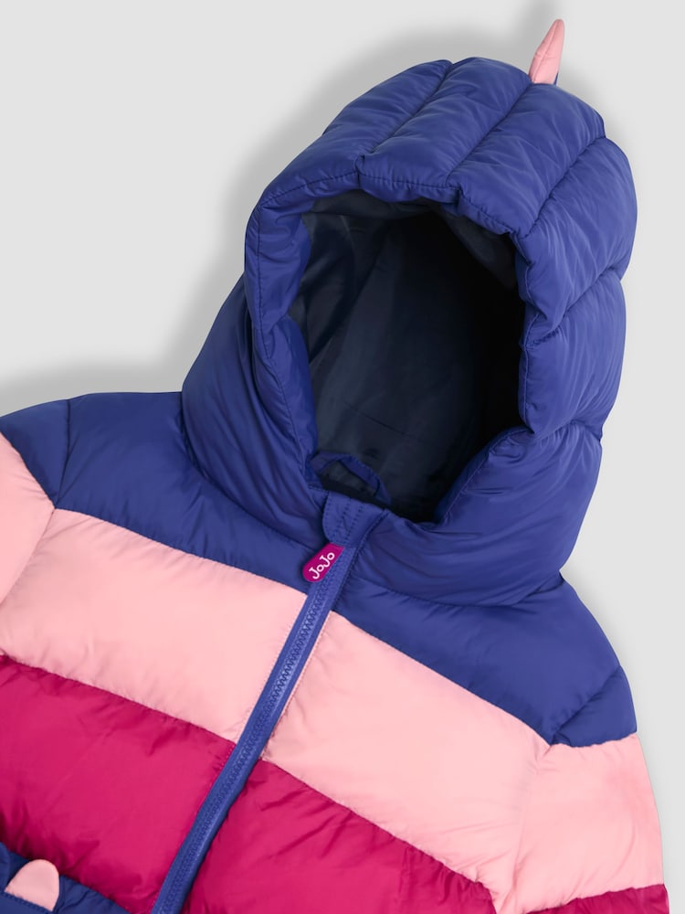Cobalt Blue Dinosaur - JoJo Maman Bébé Puffer Jacket - Image 3 of 3 Cobalt Blue Dinosaur - JoJo Maman Bébé Puffer Jacket - Image 3 of 3