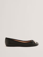 Ted Baker Black Flat Ayvvah Bow Ballerina Shoes With Signature Coin - Image 1 of 4