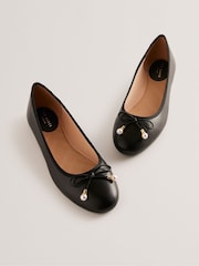 Ted Baker Black Flat Ayvvah Bow Ballerina Shoes With Signature Coin - Image 3 of 4