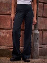 Navy Blue Smoothing Ponte Jersey Wide Leg Trousers - Image 2 of 5