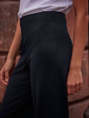 Navy Blue Smoothing Ponte Jersey Wide Leg Trousers - Image 4 of 5