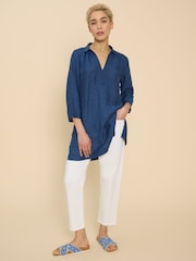 White Stuff Blue Blaire 100% Linen Tunic - Image 3 of 7