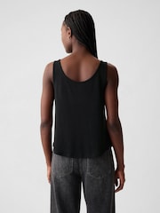 Gap Black Linen Blend Sleeveless Henley Vest Top - Image 2 of 4