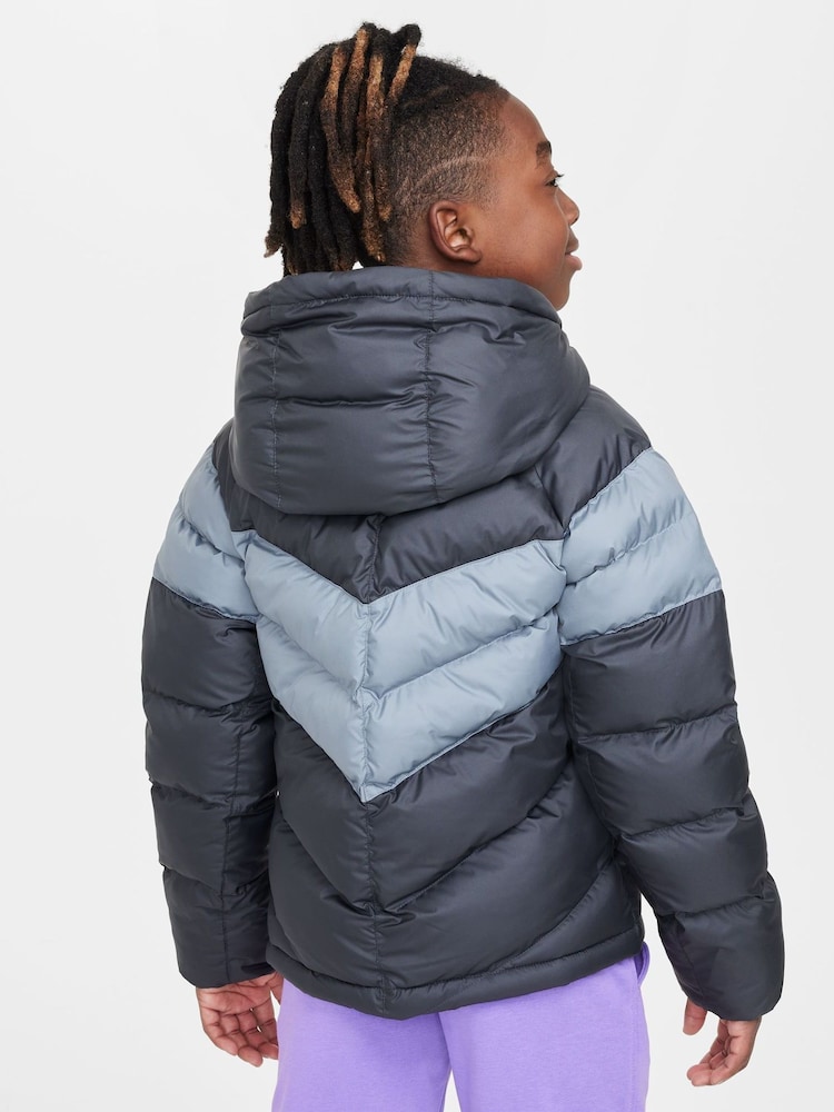 Nike Black/Grey/Orange Synthetic Fill Hooded Jacket - Image 2 of 6