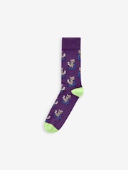 Green/Blue Bright Animal Fun Pattern Socks 8 Pack - Image 5 of 10