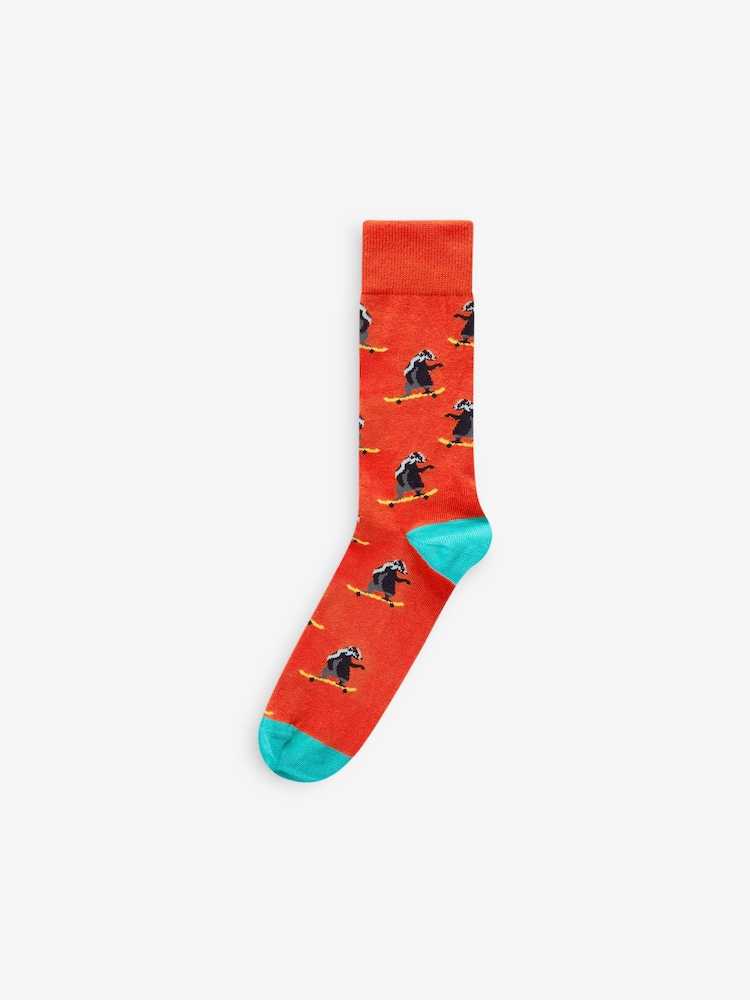 Groene/Blauwe heldere Animal - 8 Paar sokken met leuk patroon - Image 8 of 10
