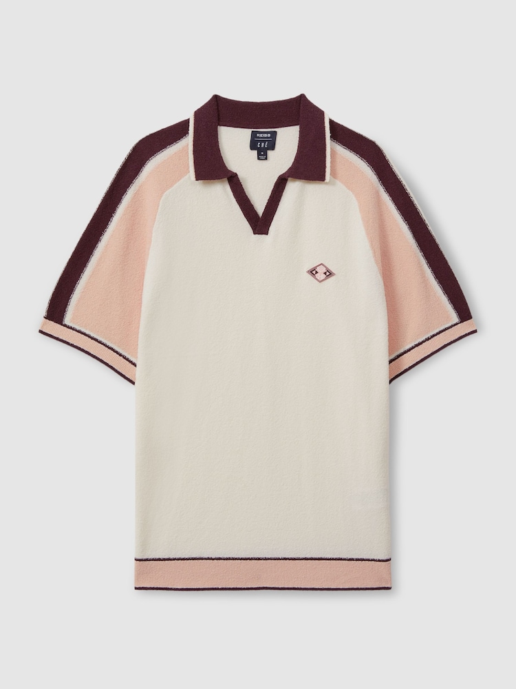 Reiss Pink Multi Tonka Ché Towelling Open-Collar Shirt - Image 2 of 6