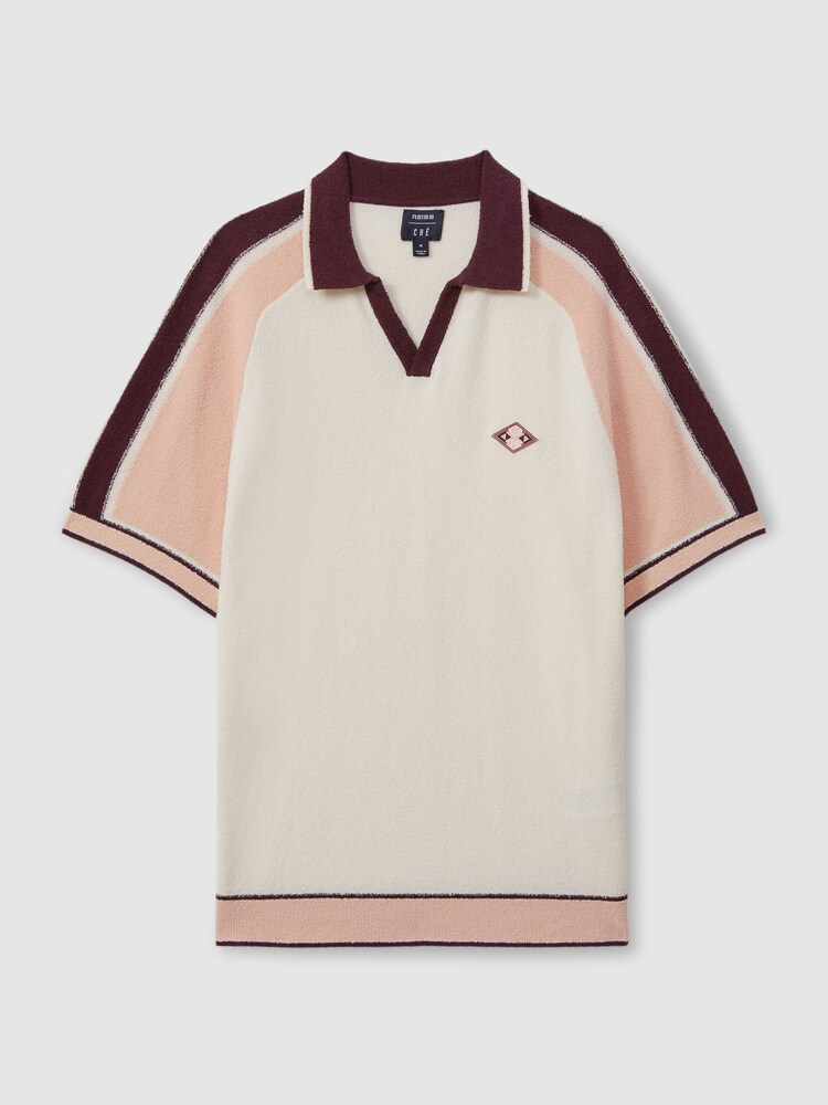 Reiss Pink Multi Tonka Ché Towelling Open-Collar Shirt - Image 2 of 6 Reiss Pink Multi Tonka Ché Towelling Open-Collar Shirt - Image 2 of 6