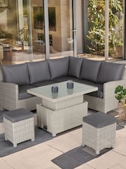 Kettler White Wash Palma Garden Mini Corner Set With Glass Top Table - Image 1 of 4