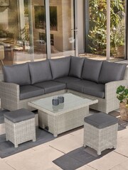 Kettler White Wash Palma Garden Mini Corner Set With Glass Top Table - Image 2 of 4