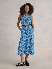 White Stuff Blue Rua Jersey Shirt Dress - Image 1 of 7