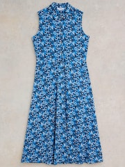 White Stuff Blue Rua Jersey Shirt Dress - Image 5 of 7