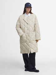 Barbour® Cream Brigitte Detachable Scarf Puffer Coat - Image 2 of 7