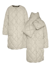 Barbour® Cream Brigitte Detachable Scarf Puffer Coat - Image 7 of 7