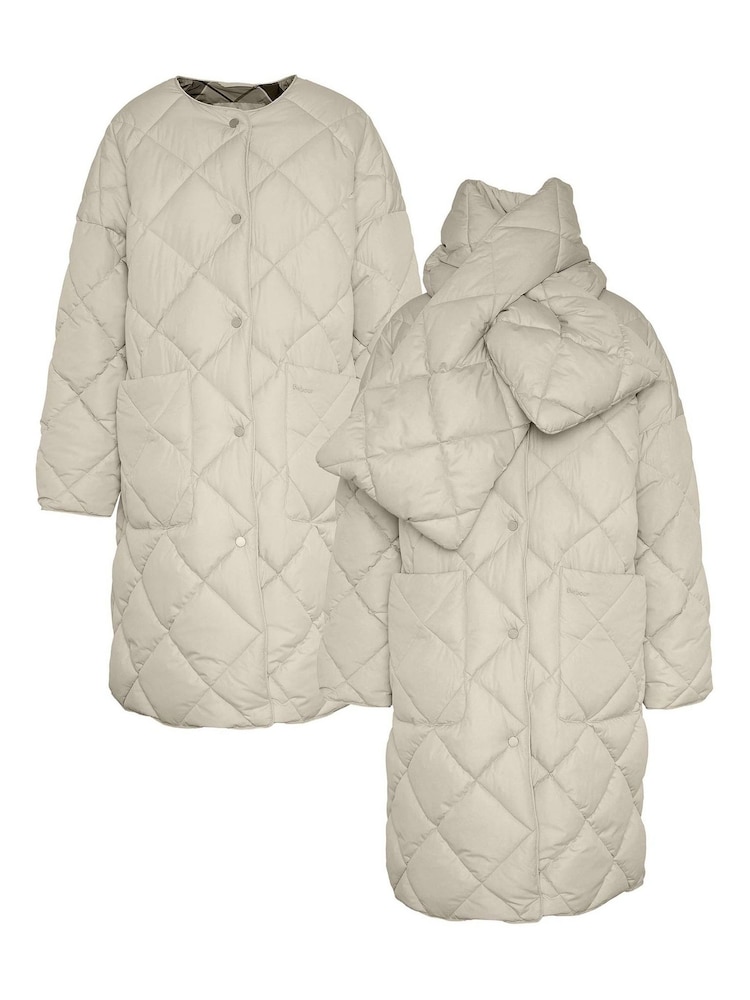 Barbour® Cream Brigitte Detachable Scarf Puffer Coat - Image 7 of 7 Barbour® Cream Brigitte Detachable Scarf Puffer Coat - Image 7 of 7