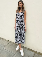 Threadbare Black V-Neck Tiered Midi Dress - Image 1 of 4