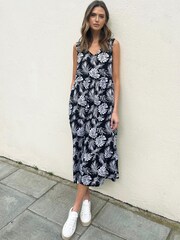 Threadbare Black V-Neck Tiered Midi Dress - Image 3 of 4
