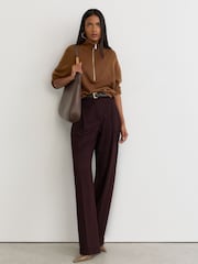 Reiss Tan Brown Saffron Wool-Cashmere Half-Zip Jumper - Image 3 of 6