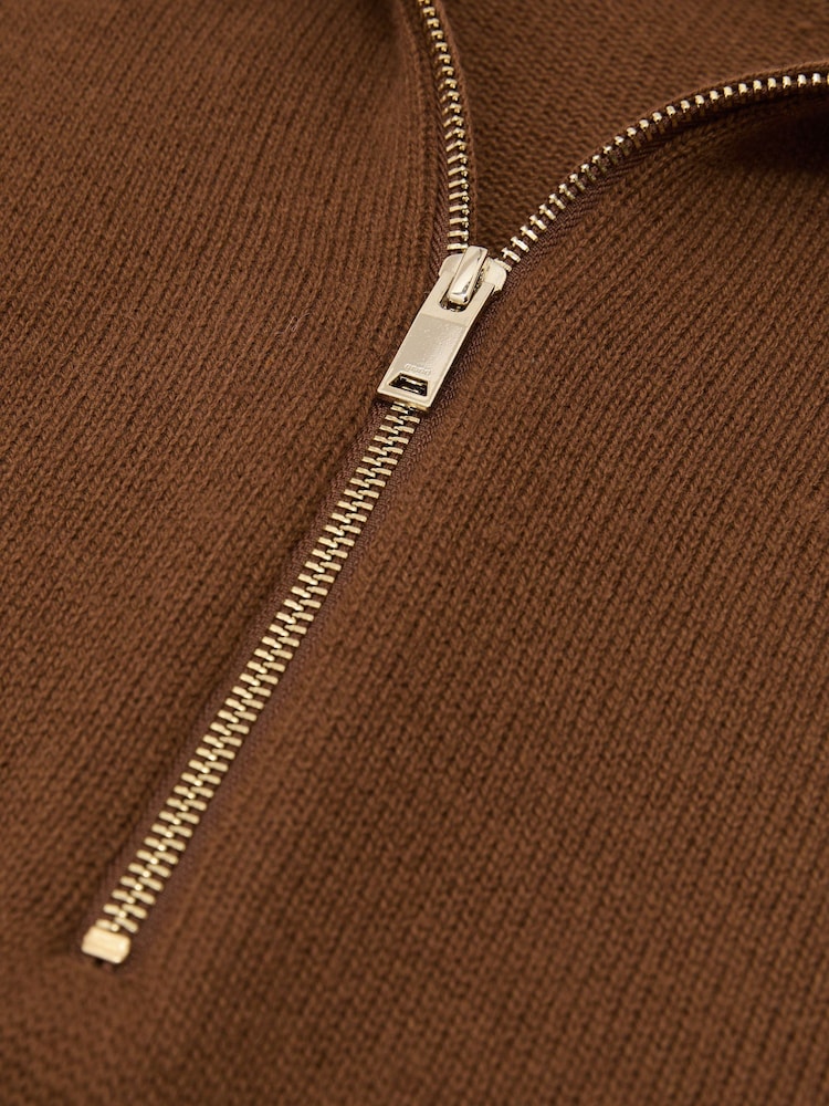 Reiss Tan Brown Saffron Wool-Cashmere Half-Zip Jumper - Image 6 of 6 Reiss Tan Brown Saffron Wool-Cashmere Half-Zip Jumper - Image 6 of 6