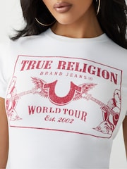True Religion White Heritage Printed Shorts Sleaves Bby T-Shirt - Image 3 of 4