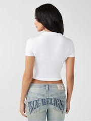 True Religion White Heritage Printed Shorts Sleaves Bby T-Shirt - Image 4 of 4