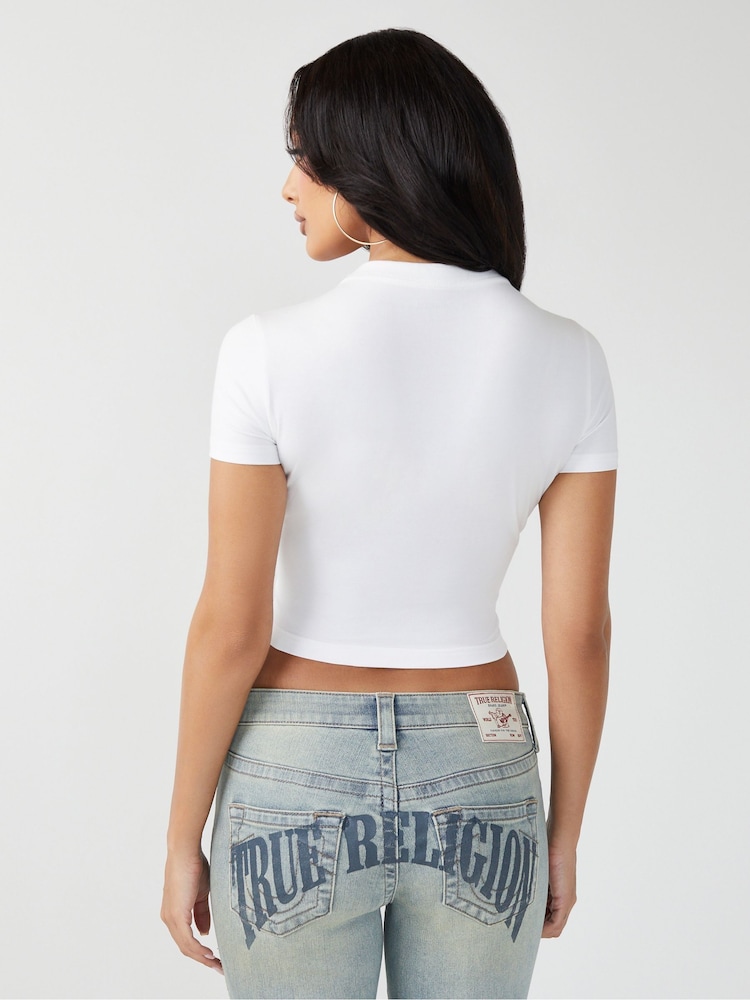 True Religion White Heritage Printed Shorts Sleaves Bby T-Shirt - Image 4 of 4
