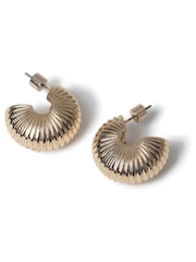 Aela Gold Tone Ridged Shell Hoops - Image 1 of 1