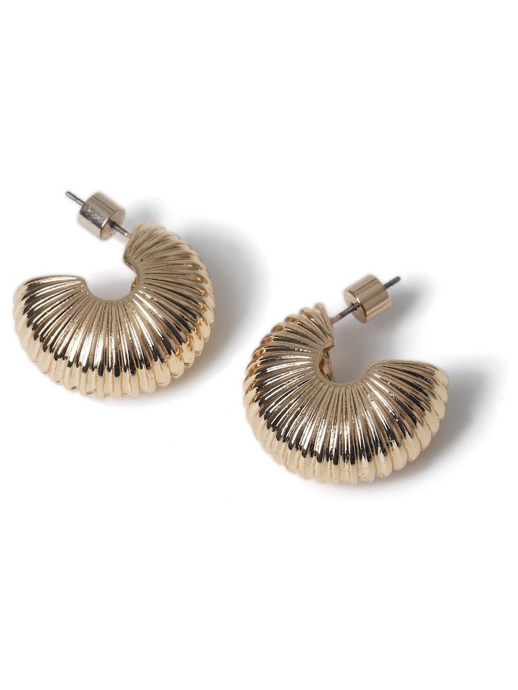 Aela Gold Tone Ridged Shell Hoops - Image 1 of 1