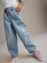 Denim SmileyWorld® 100% Cotton Barrel Jeans (3-16yrs) - Image 1 of 9