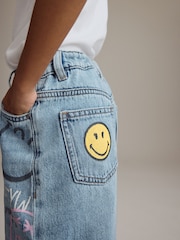 Denim SmileyWorld® 100% Cotton Barrel Jeans (3-16yrs) - Image 8 of 9