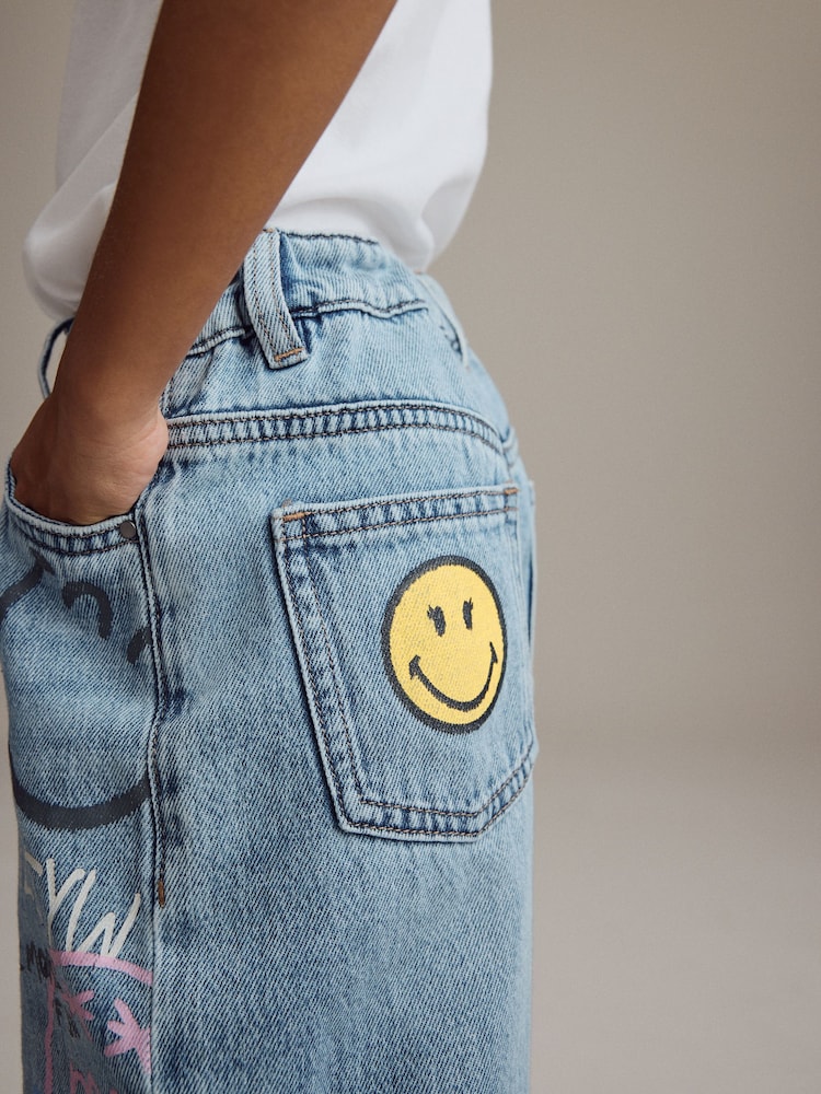 Denim SmileyWorld® 100% Cotton Barrel Jeans (3-16yrs) - Image 8 of 9