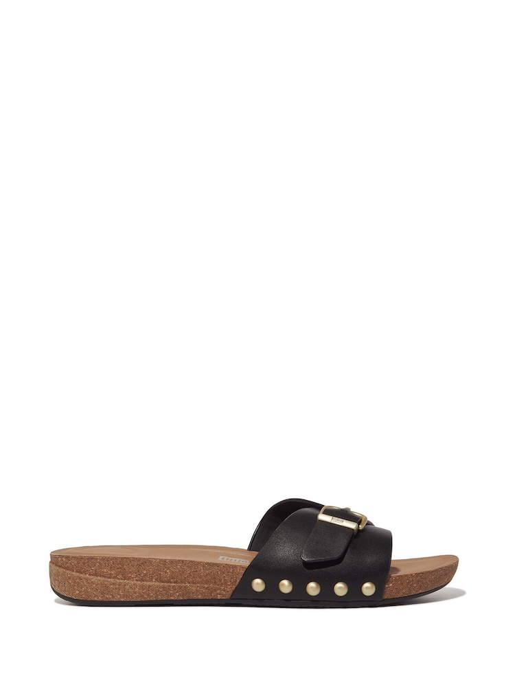 FitFlop IQushion Adjustable Buckle Leather Slides - Image 1 of 4