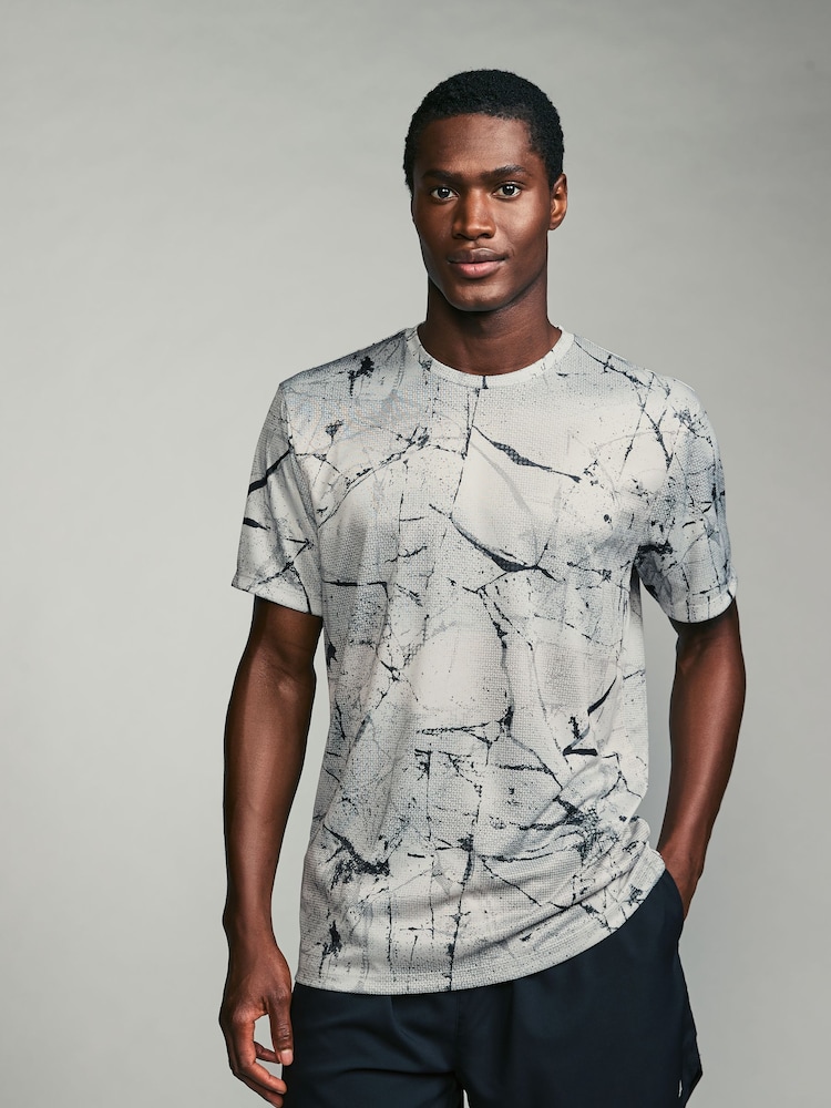 White Active Gym Printed Training T-Shirt - Image 1 of 8