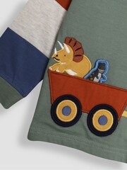 JoJo Maman Bébé Khaki Tractor Applique Top - Image 3 of 3