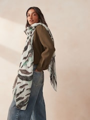 Green Foil Plissé Lightweight Scarf - Image 1 of 6