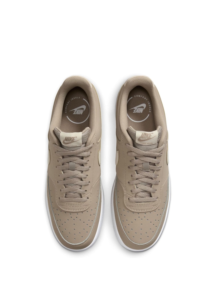 Nike Khaki/White Court Vision Low Trainers - Image 6 of 10