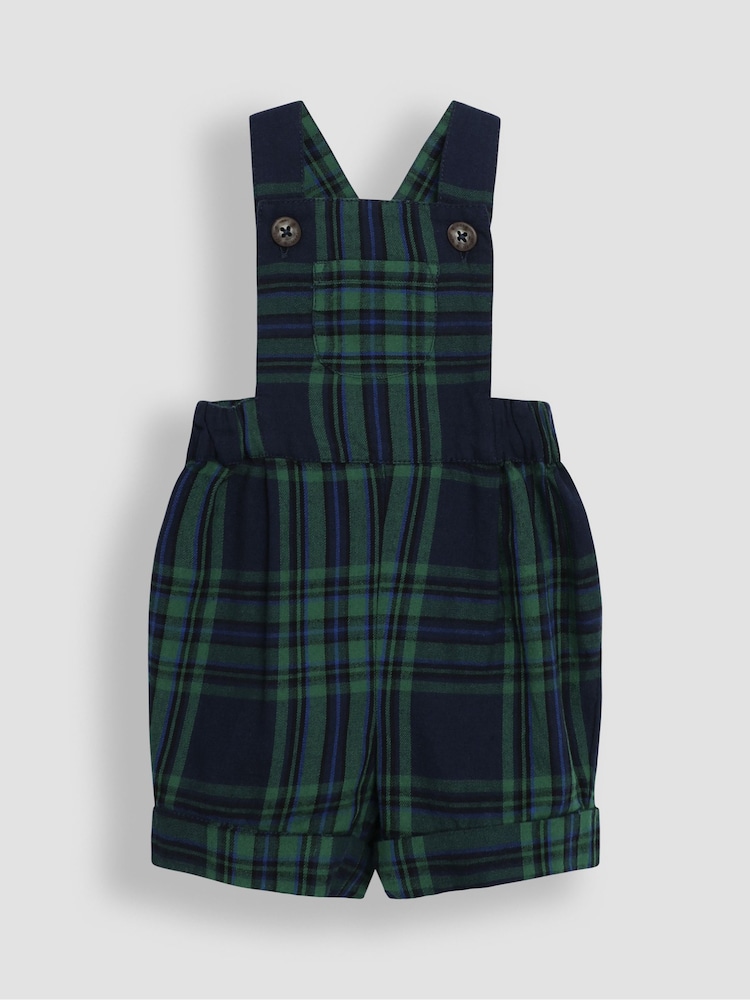 JoJo Maman Bébé Navy Tartan Dungarees And Top Set - Image 2 of 6