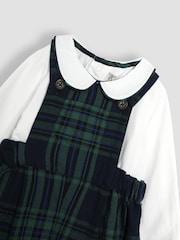 JoJo Maman Bébé Navy Tartan Dungarees And Top Set - Image 6 of 6