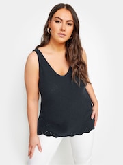 Yours Curve Blue Scallop Hem Vest - Image 1 of 5