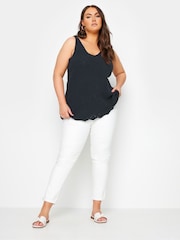 Yours Curve Blue Scallop Hem Vest - Image 2 of 5