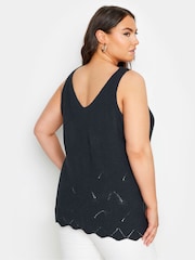 Yours Curve Blue Scallop Hem Vest - Image 3 of 5