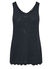 Yours Curve Blue Scallop Hem Vest - Image 5 of 5