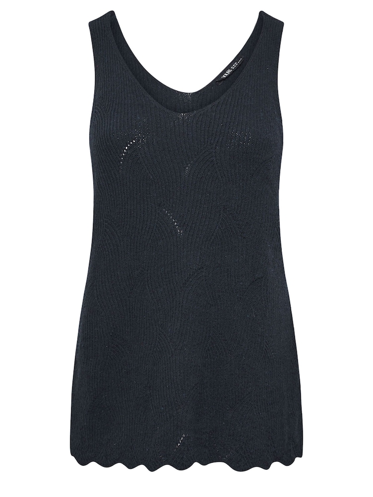 Yours Curve Blue Scallop Hem Vest - Image 5 of 5