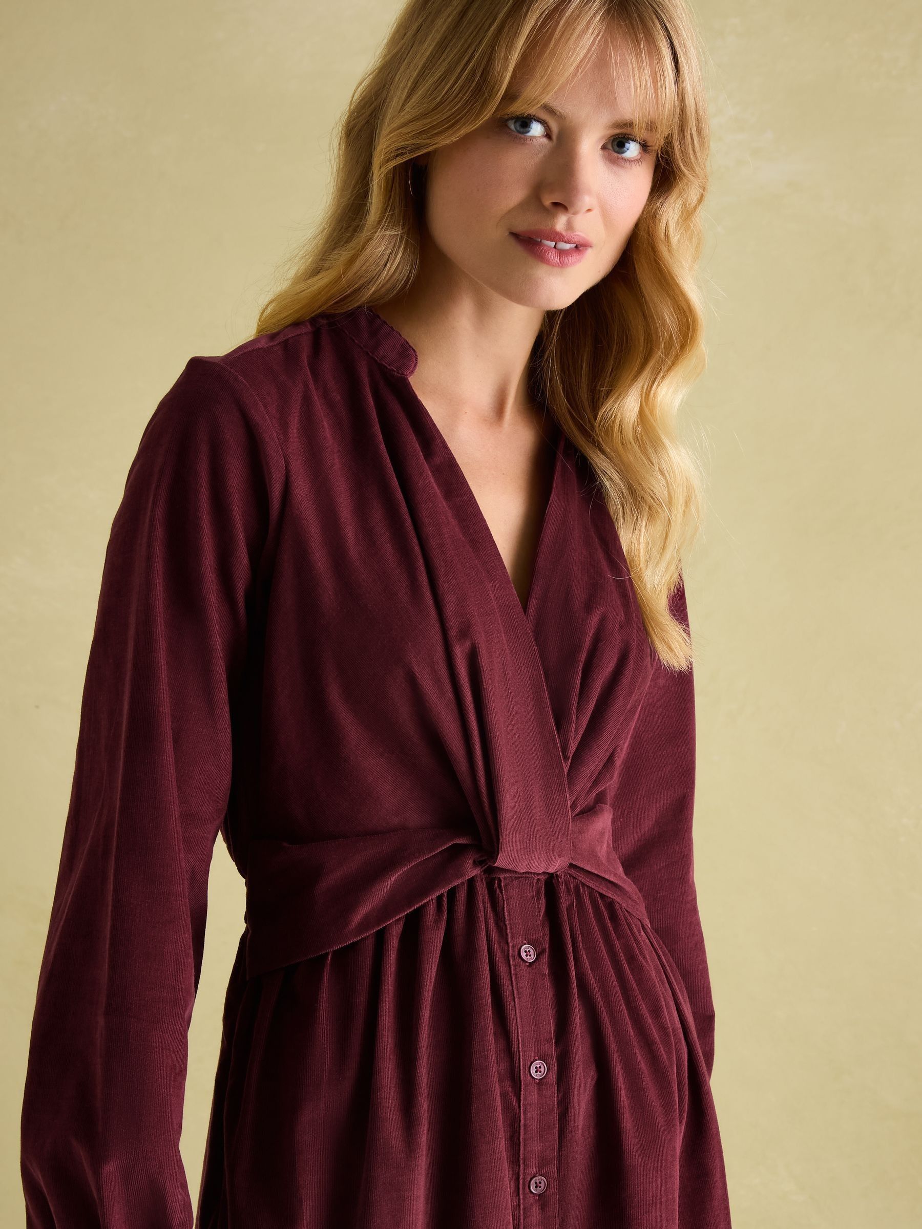 Buy Joules Cara Burgundy Cord Twisted Front Dress from Next Luxembourg