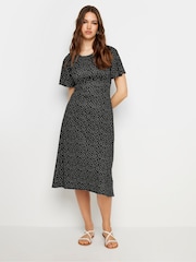 Long Tall Sally Black Spotted Flutter Sleeve Dress - Image 1 of 4