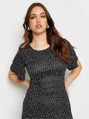 Long Tall Sally Black Spotted Flutter Sleeve Dress - Image 3 of 4