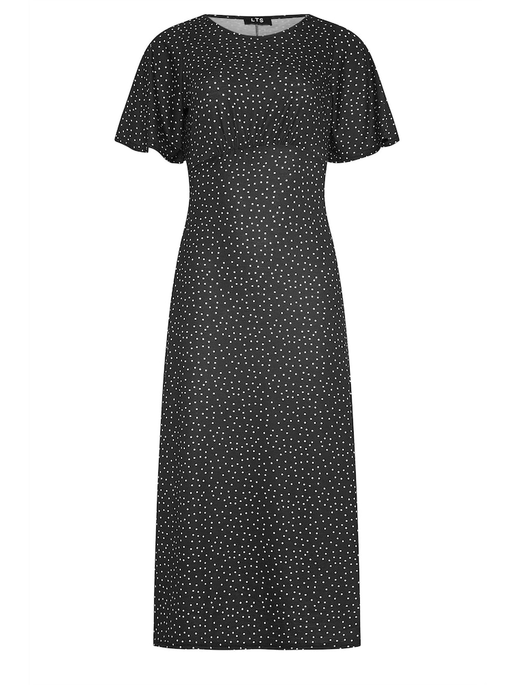 Long Tall Sally Black Spotted Flutter Sleeve Dress - Image 4 of 4