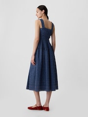 Gap Blue Denim DÔEN Eyelet Midi Dress - Image 2 of 4