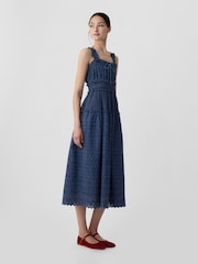 Gap Blue Denim DÔEN Eyelet Midi Dress - Image 3 of 4