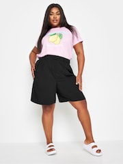 Yours Curve Black Woven Shorts - Image 2 of 4